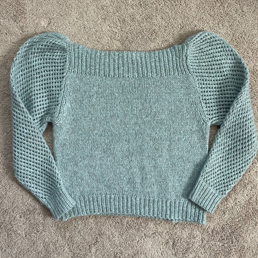 LoveShackFancy Rosie Pullover BabyAlpaca Merino Open Knit Crochet PERU Womens L - Picture 4 of 7
